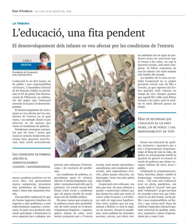 L&#039;educació, una fita pendent